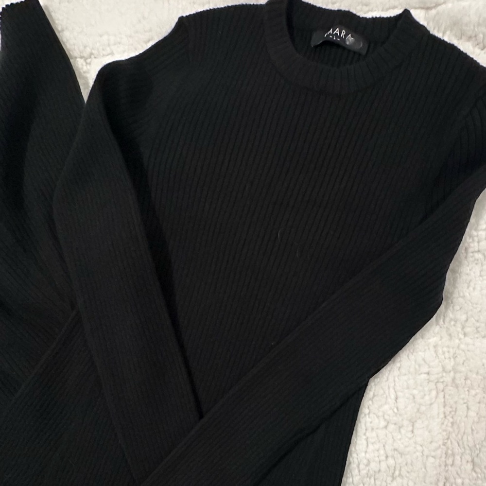 Caara Black Ribbed Sweater Dress - Picture 2 of 9